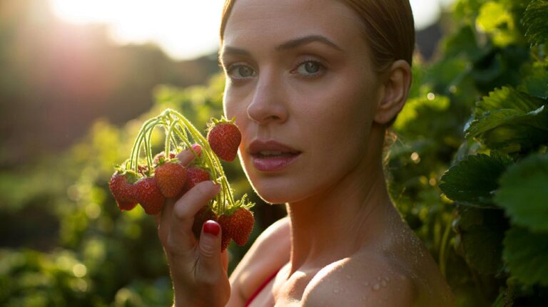 Illustration de fraises riches en antioxydants associées à la protection de la peau contre le vieillissement prématuré