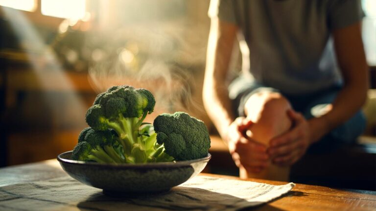 Illustration de brocoli, légume courant aux propriétés anti-inflammatoires, associé au soulagement des douleurs articulaires