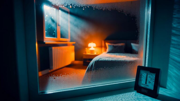 Illustration de la chaleur dans une chambre bloquant l’humidité et provoquant de la condensation sur les parois