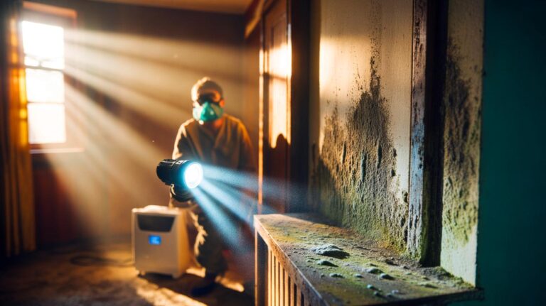 Illustration de la réactivation des moisissures dans un intérieur mal ventilé lors d’un pic de chaleur