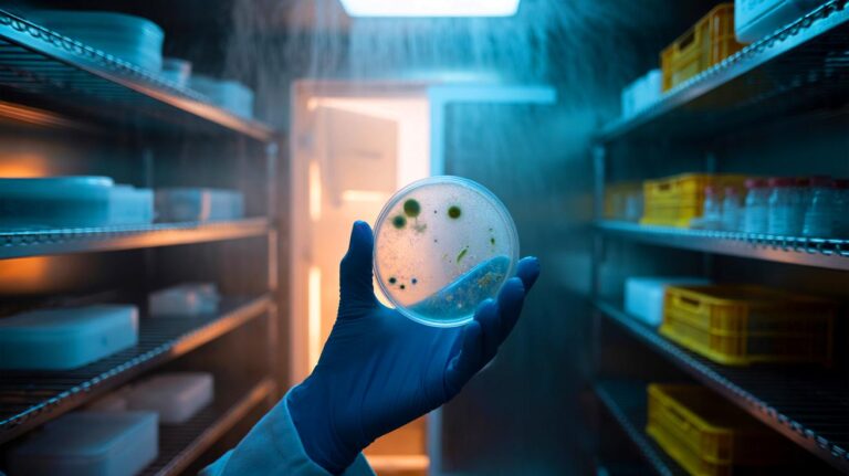 Illustration de la température de 4 °C freinant la germination des spores dans une chambre froide