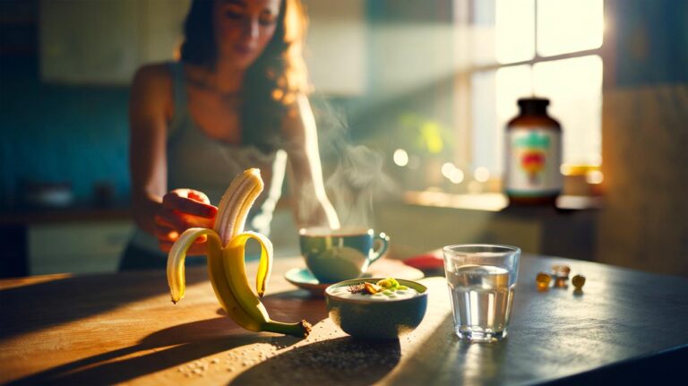 Illustration de la banane au petit-déjeuner, alternative naturelle aux compléments pour l’énergie et la concentration