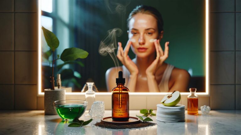 Illustration de la lotion maison pour le visage, alternative aux lingettes, qui clarifie la peau