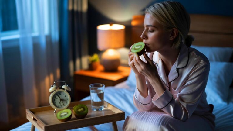 Illustration de [des kiwis consommés avant le coucher pour améliorer le sommeil selon des chercheurs]