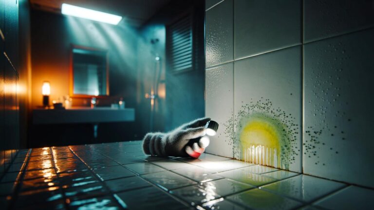 Illustration de petites taches de moisissure sur le mur d’une salle de bain