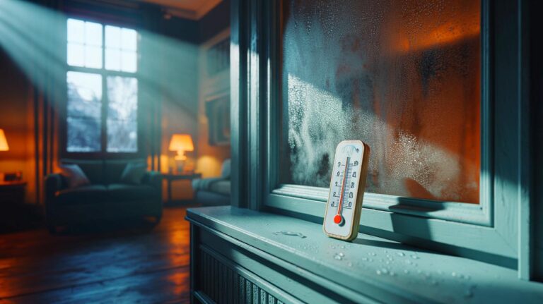 Illustration de l’utilisation d’un thermomètre d’intérieur pour prévenir la condensation et protéger les murs des moisissures