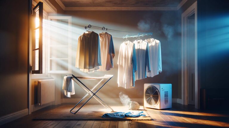 Illustration de la bonne façon de sécher le linge à l’intérieur pour éviter la moisissure