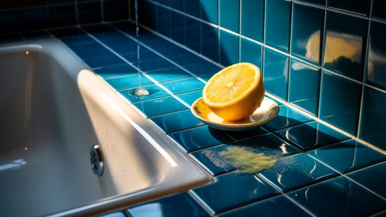 Illustration de l’utilisation d’un citron dans une salle de bain pour ralentir la moisissure