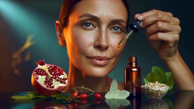 Illustration de l’application d’un soin naturel lissant anti-rides sur le visage